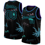 Custom Black Teal 3D Pattern Tropical Hawaii Palm Trees Authentic Basketball Jersey photo 1