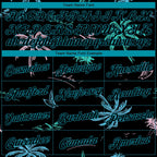 Custom Black Teal 3D Pattern Tropical Hawaii Palm Trees Authentic Basketball Jersey photo 2