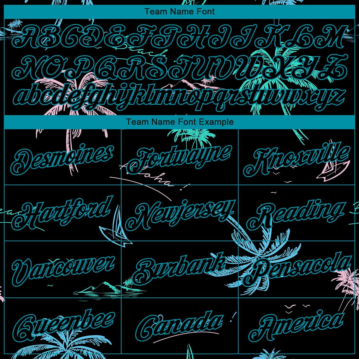 Custom Black Teal 3D Pattern Tropical Hawaii Palm Trees Authentic Basketball Jersey photo 2