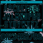 Custom Black Teal 3D Pattern Tropical Hawaii Palm Trees Authentic Basketball Jersey photo 3