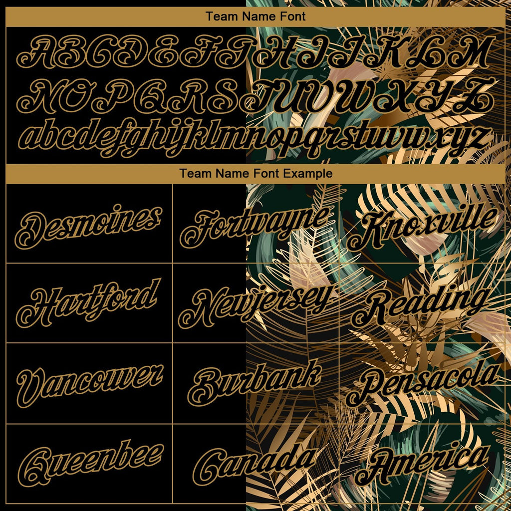 Custom Black Old Gold 3D Pattern Tropical Hawaii Palm Leaves Authentic Basketball Jersey photo 2