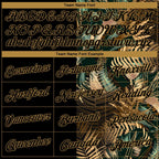 Custom Black Old Gold 3D Pattern Tropical Hawaii Palm Leaves Authentic Basketball Jersey photo 2