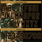 Custom Black Old Gold 3D Pattern Tropical Hawaii Palm Leaves Authentic Basketball Jersey photo 3