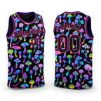 Custom Black Pink 3D Pattern Design Magic Mushrooms Psychedelic Hallucination Authentic Basketball Jersey