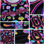 Custom Black Pink 3D Pattern Design Magic Mushrooms Psychedelic Hallucination Authentic Basketball Jersey detail