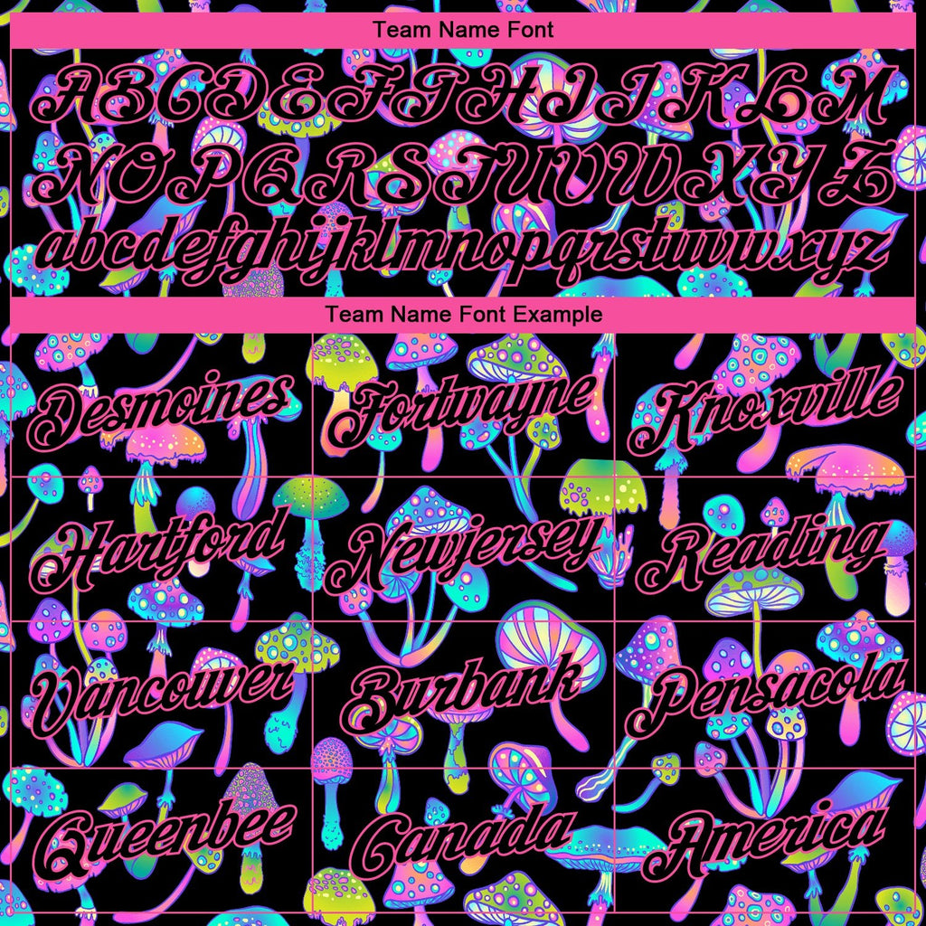 Custom Black Pink 3D Pattern Design Magic Mushrooms Psychedelic Hallucination Authentic Basketball Jersey photo 2