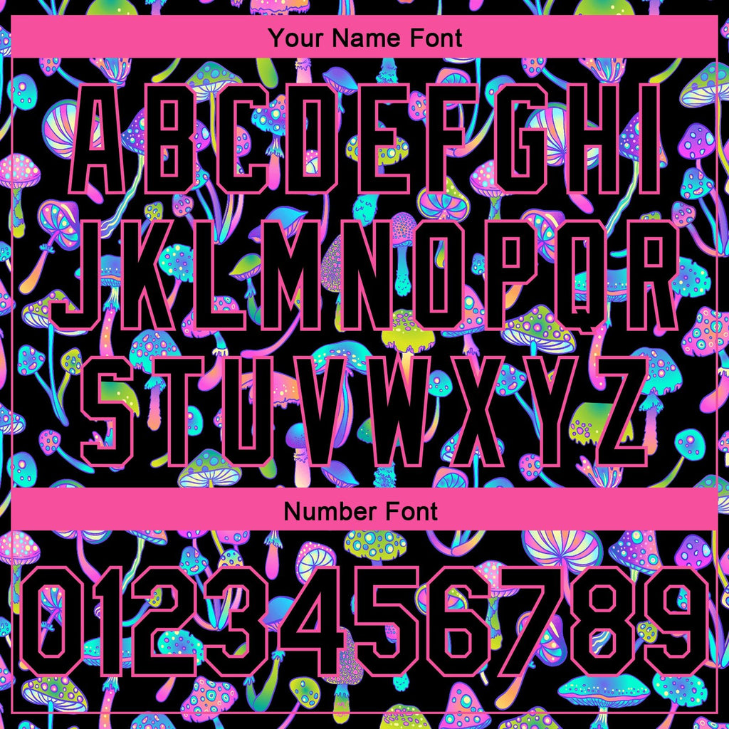 Custom Black Pink 3D Pattern Design Magic Mushrooms Psychedelic Hallucination Authentic Basketball Jersey photo 3