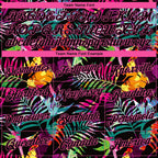 Custom Black Pink-Light Blue 3D PatternTropical Hawaii Palm Leaves Authentic Basketball Jersey photo 2