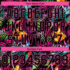 Custom Black Pink-Light Blue 3D PatternTropical Hawaii Palm Leaves Authentic Basketball Jersey photo 3