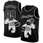 Custom Black White 3D Pattern Design Astronaut Authentic Basketball Jersey photo 1