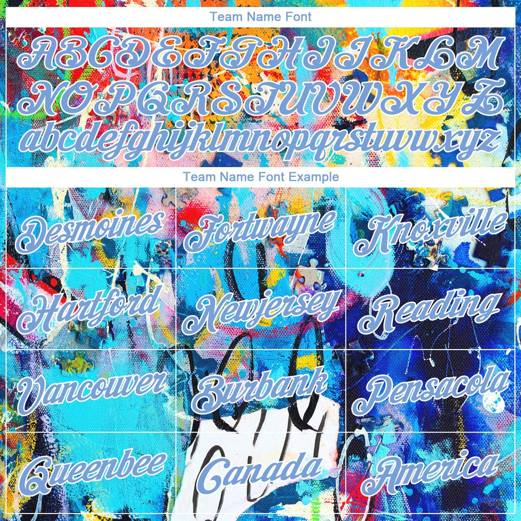 Custom Graffiti Pattern Light Blue-White 3D Grunge Art Authentic Basketball Jersey photo 2