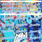 Custom Graffiti Pattern Light Blue-White 3D Grunge Art Authentic Basketball Jersey photo 2
