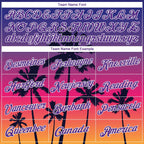 Custom Purple White 3D Pattern Tropical Hawaii Trees Authentic Basketball Jersey photo 2