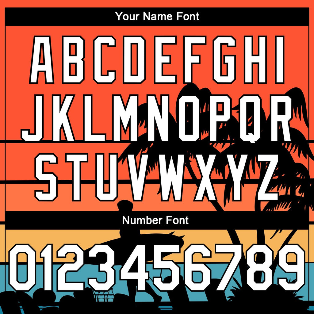 Custom Orange White-Black 3D Pattern Hawaii Beach Palm Trees Authentic Basketball Jersey photo 3