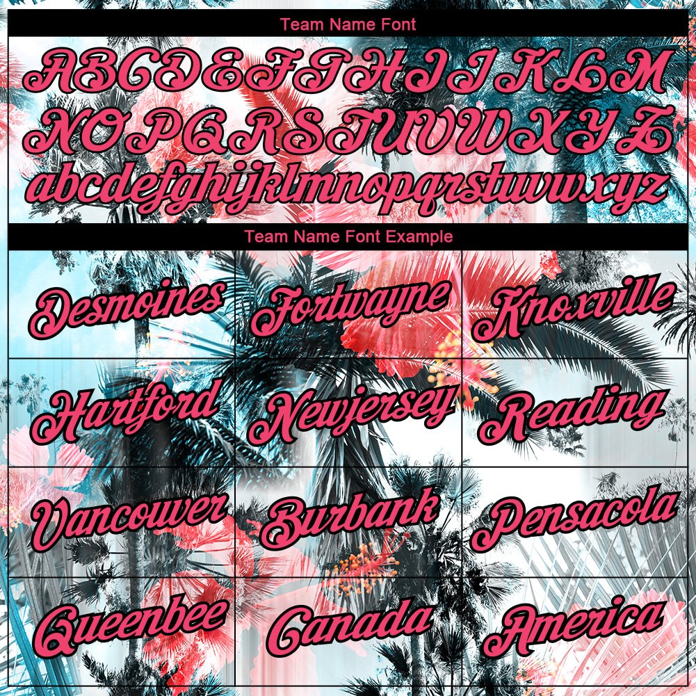 Custom White Neon Pink-Black 3D Pattern Design Hawaii Palm Trees Performance T-Shirt photo 2