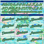 Custom Lakes Blue Neon Green-Navy 3D Pattern Design Beach Hawaii Palm Trees And Flamingo Performance T-Shirt photo 2
