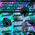 Custom Teal Black 3D Pattern Design Hawaii Palm Leaves Performance T-Shirt photo 2