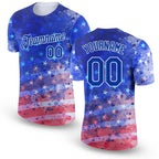 Custom Royal Red-White 3D American Flag Patriotic Performance T-Shirt
