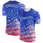 Custom Royal Red-White 3D American Flag Patriotic Performance T-Shirt photo 1