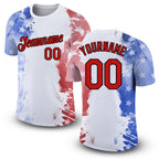 Custom White Red-Black 3D American Flag Patriotic Performance T-Shirt