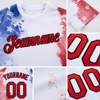 Custom White Red-Black 3D American Flag Patriotic Performance T-Shirt detail