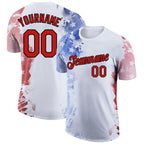 Custom White Red-Black 3D American Flag Patriotic Performance T-Shirt photo 1