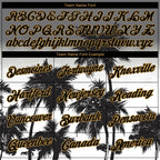Custom Gray Black-Old Gold 3D Pattern Design Tropical Hawaii Palms Trees Performance T-Shirt photo 2