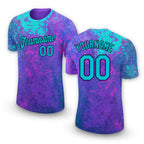 Custom Purple Lakes Blue-Black 3D Pattern Design Holi Festival Color Powder Performance T-Shirt