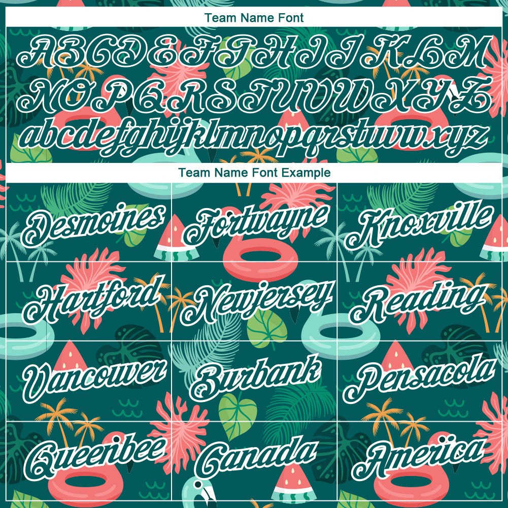 Custom Midnight Green White 3D Pattern Design Tropical Hawaii Flamingo Performance T-Shirt photo 2