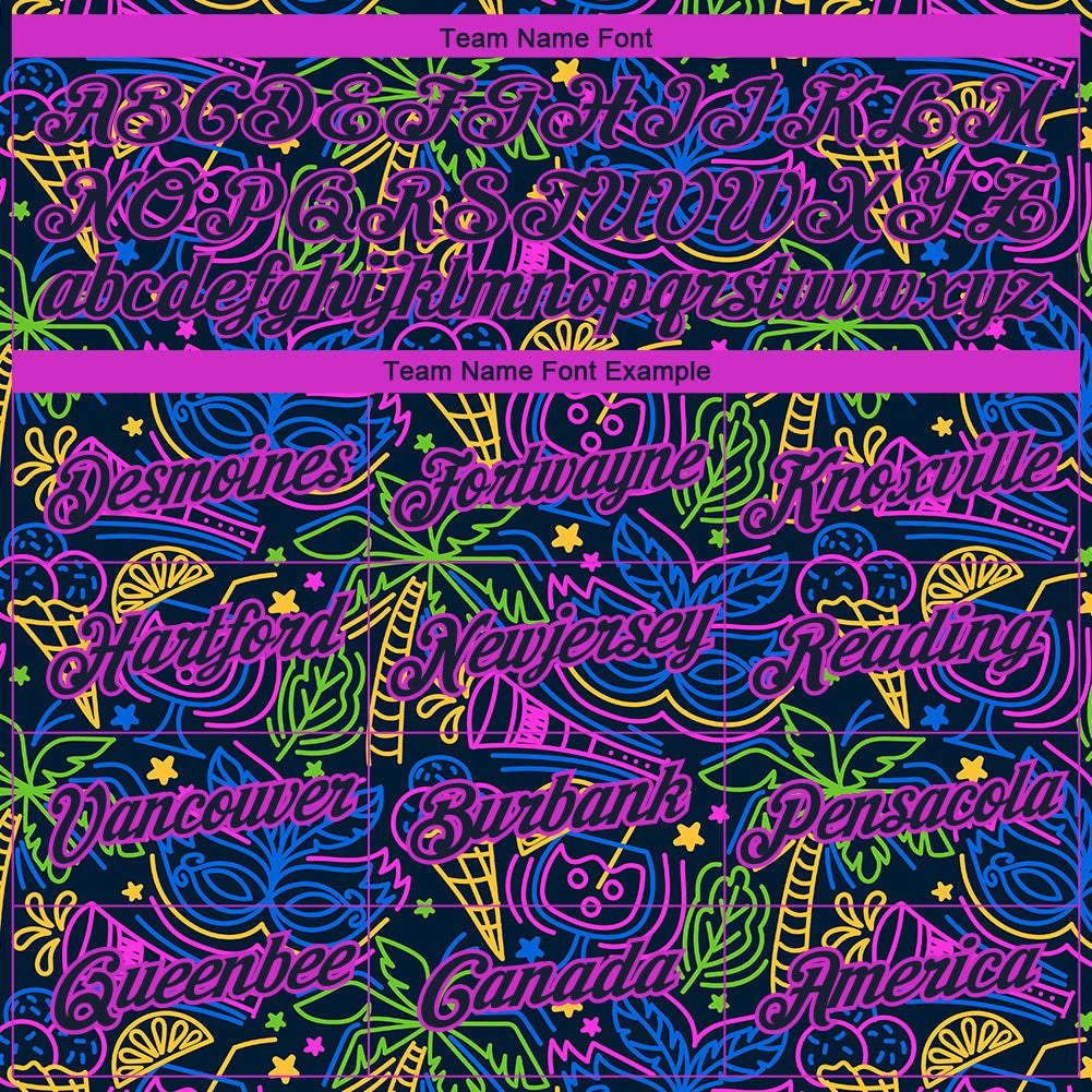 Custom Navy Purple 3D Pattern Design Hawaii Summer Holiday Party Performance T-Shirt photo 3