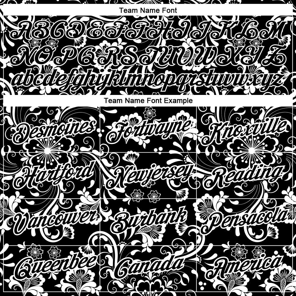 Custom Black White 3D Pattern Floral Design Performance T-Shirt photo 2