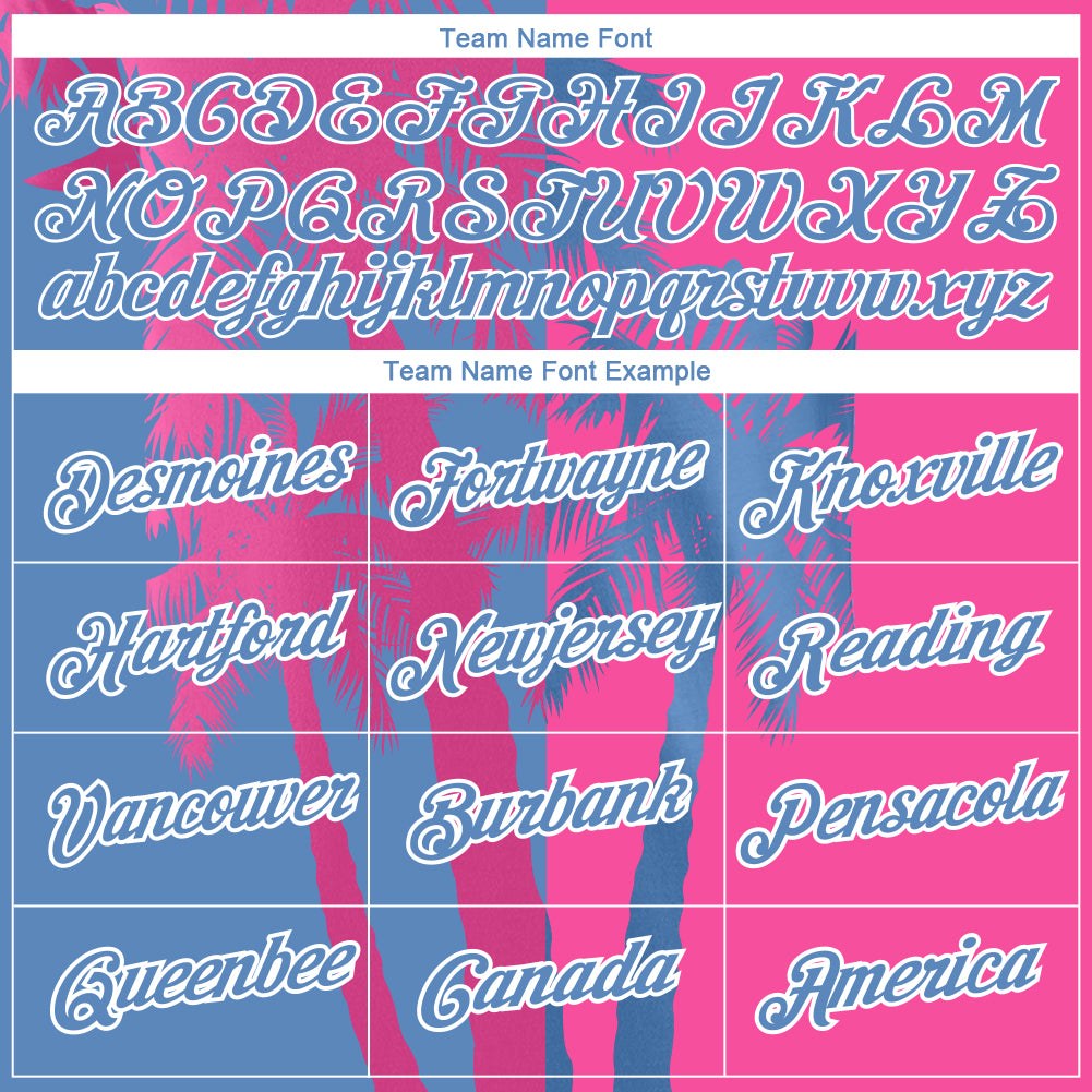 Custom Pink Light Blue-White 3D Pattern Design Hawaii Coconut Trees Performance T-Shirt photo 1
