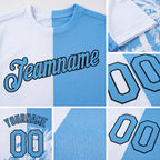 Custom White Light Blue-Black 3D Pattern Design Hawaii Coconut Trees Performance T-Shirt detail