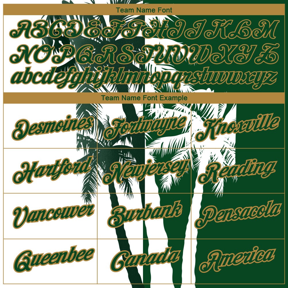 Custom Green Old Gold-White 3D Pattern Design Hawaii Coconut Trees Performance T-Shirt photo 2