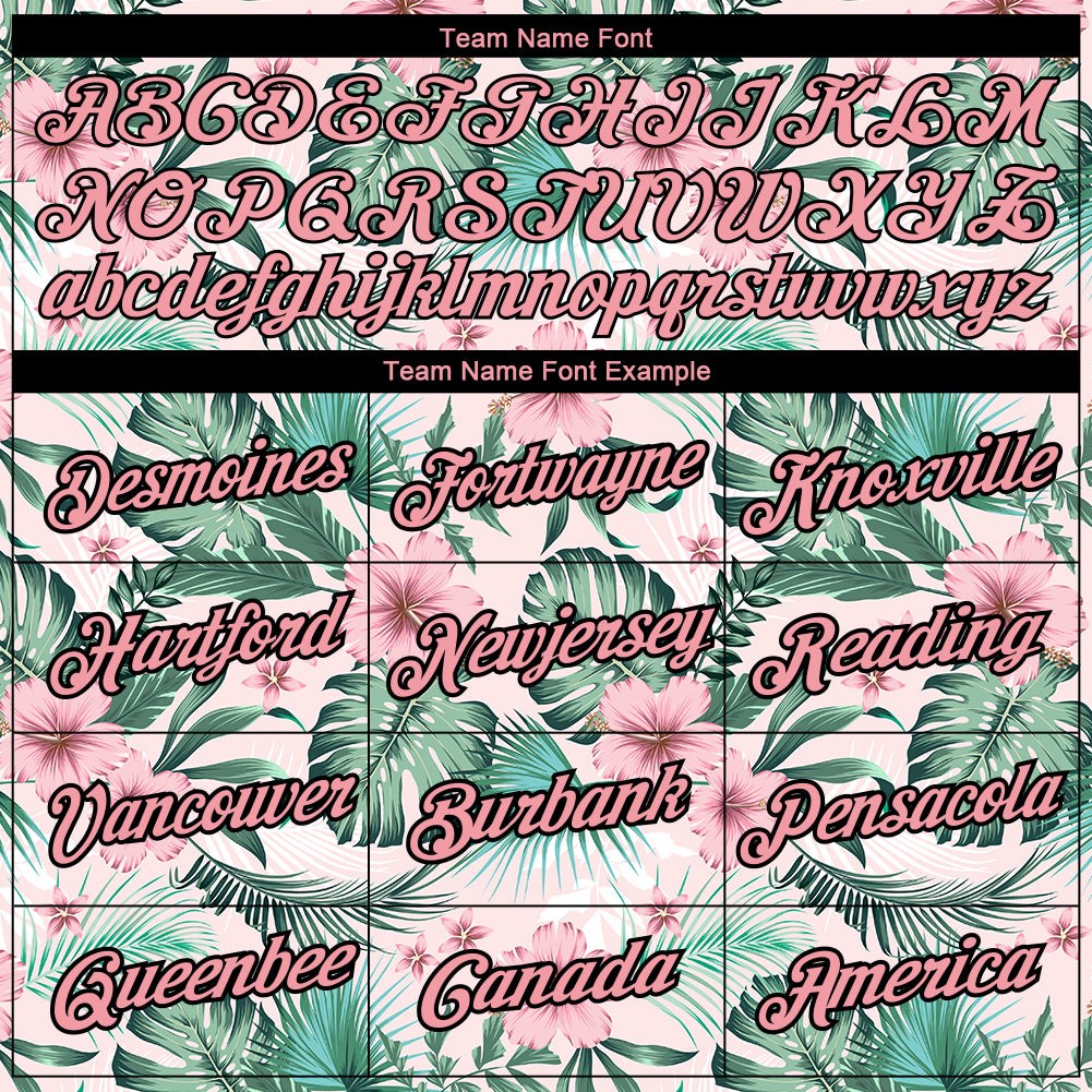 Custom Pink Medium Pink-Black 3D Pattern Design Hawaii Palm Leaves And Flowers Performance T-Shirt photo 1