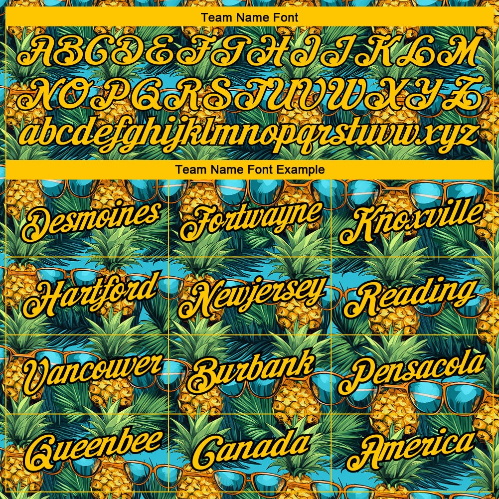 Custom Black Yellow 3D Pattern Design Tropical Pineapple Performance T-Shirt photo 2