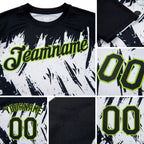 Custom Black Neon Green-White 3D Pattern Design Abstract Sharp Shape Performance T-Shirt detail