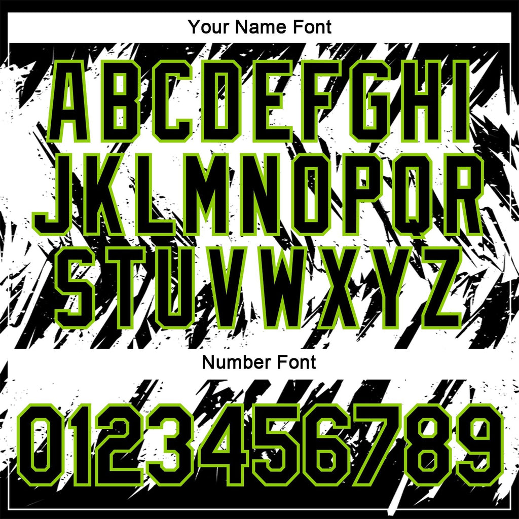 Custom Black Neon Green-White 3D Pattern Design Abstract Sharp Shape Performance T-Shirt photo 3