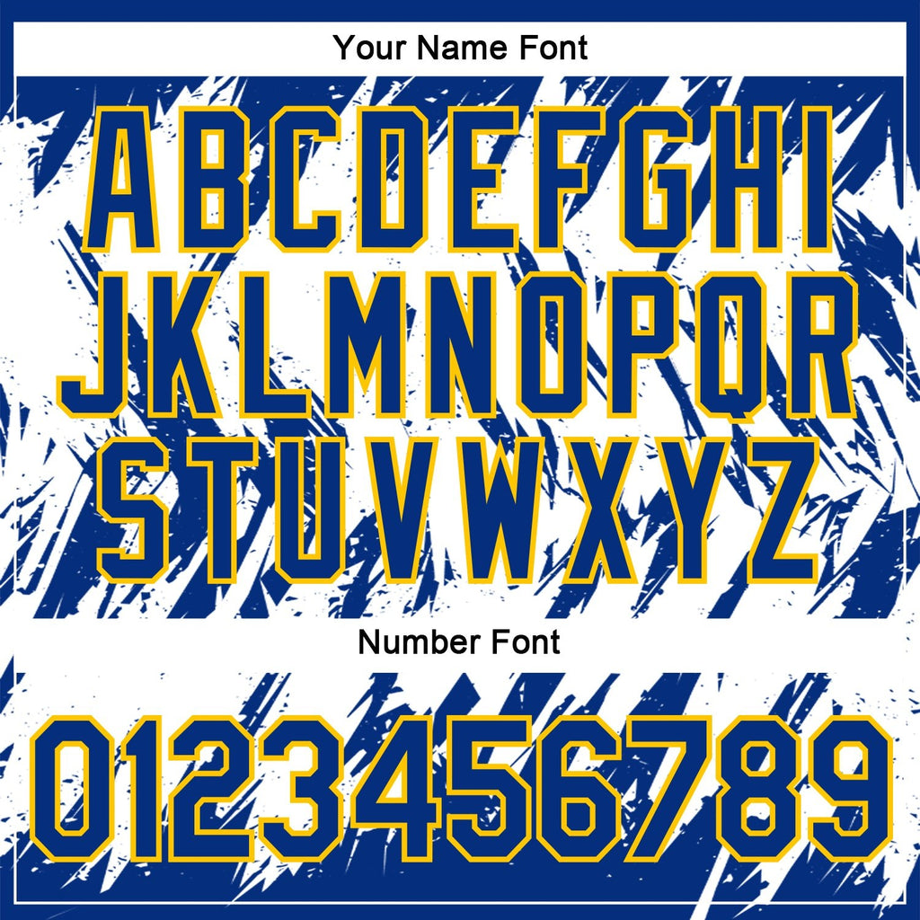 Custom Royal White-Yellow 3D Pattern Design Abstract Sharp Shape Performance T-Shirt photo 3