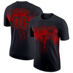 Custom Black Red 3D Pattern Design Dripping Splatter Art Performance T-Shirt photo 1