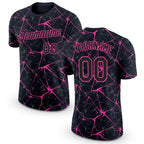 Custom Black Pink 3D Pattern Design Abstract Network Performance T-Shirt