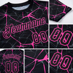 Custom Black Pink 3D Pattern Design Abstract Network Performance T-Shirt detail