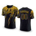 Custom Black Gold 3D Pattern Design Abstract Sharp Shape Performance T-Shirt