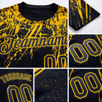 Custom Black Gold 3D Pattern Design Abstract Sharp Shape Performance T-Shirt detail