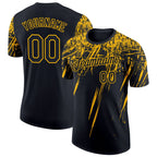 Custom Black Gold 3D Pattern Design Abstract Sharp Shape Performance T-Shirt photo 1