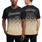 Custom Black Cream 3D Pattern Design Gradient Square Shapes Performance T-Shirt worn front and back