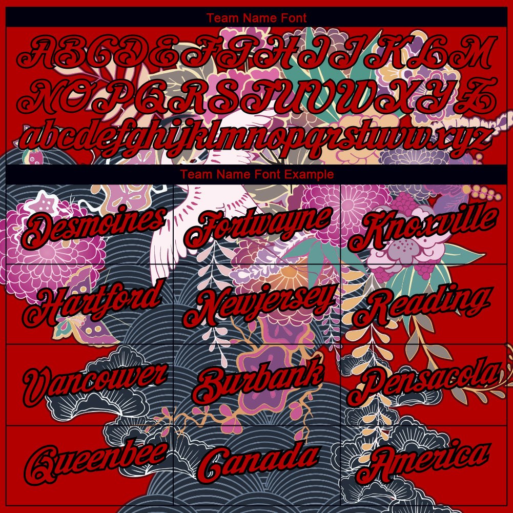 Custom Red Black 3D Pattern Design Animal Crane Performance T-Shirt photo 2