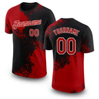 Custom Red Black-White 3D Pattern Design Abstract Brush Stroke Performance T-Shirt