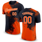 Custom Orange Black-White 3D Pattern Design Abstract Brush Stroke Performance T-Shirt