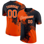 Custom Orange Black-White 3D Pattern Design Abstract Brush Stroke Performance T-Shirt photo 1